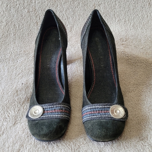 Gianni Bini square toe dark olive green heels size 7​ - Picture 2 of 12